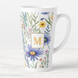 Monogrammad Blommigt Botanical Wildblommor Söt