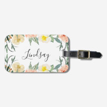 Monogrammad Blommigt för persikofärgad vattenfärg