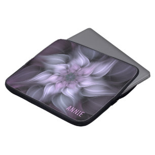 Monogrammad Blommigt Fractal Laptop Fodral