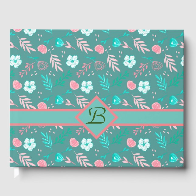 Monogrammad Blommigt Gästböcker (Framsida)
