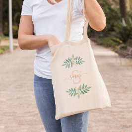 Monogrammad Blommigt med vattenfärg Tygkasse