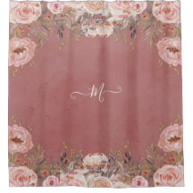 Monogrammad Blommigt Ro vattenfärgad Vintage