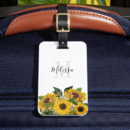 Monogrammad Blommigt SunblomPassport Bagagebricka