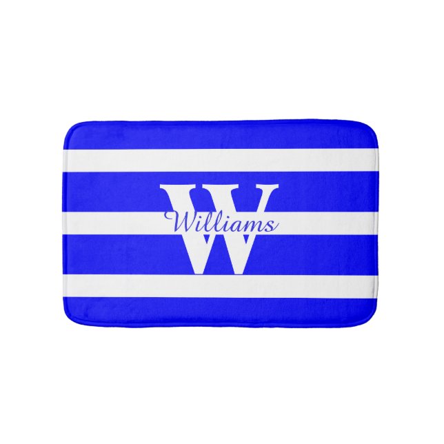 Monogrammad Blue and White Bath Mat Badrumsmatta (Framsidan)