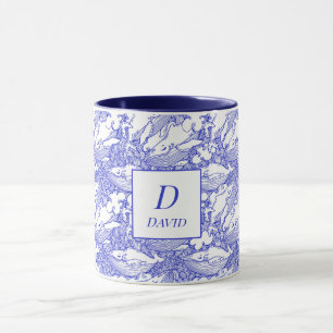 Monogrammad Blue and White Humpback Whale Mugg