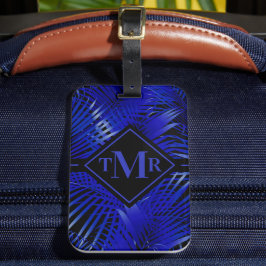 Monogrammad Blue Black Handflatan Bagagebricka