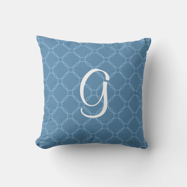 Monogrammad. Blue Designer Dekorativ kudde (Framsida)