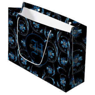 Monogrammad Blue Shimmer Blommigt 2