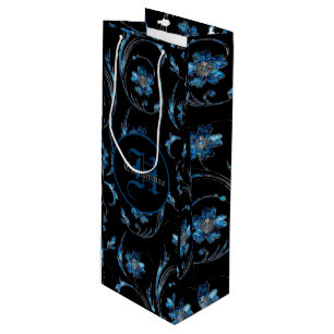 Monogrammad Blue Shimmer Blommigt 2