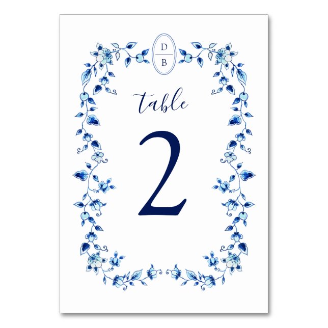 Monogrammad Blue & White Delft Bordsnummer (Framsidan)