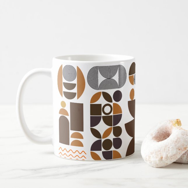 Monogrammad boho stil färgfull geometrisk mönster kaffemugg (Med munk)