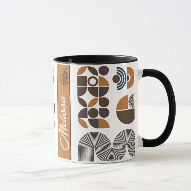 Monogrammad boho stil färgfull geometrisk mönster mugg (Höger)