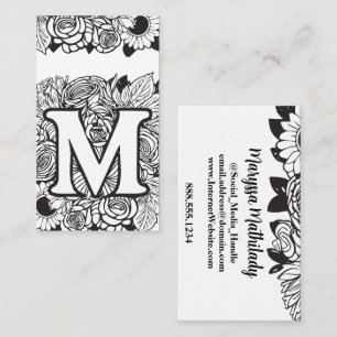 Monogrammad Brev M Enkel Chic Blommigt Solros Visitkort