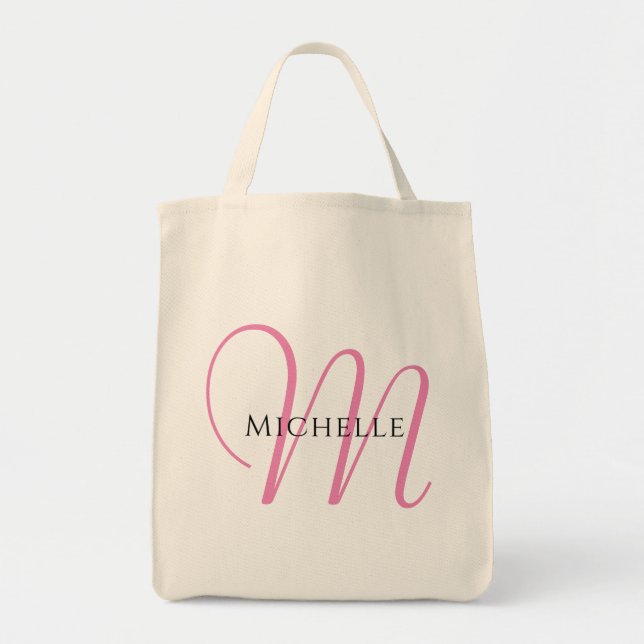 Monogrammad Brev-mall för tote bags Tygkasse (Framsidan)