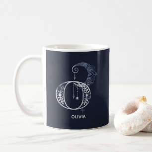 Monogrammad Brev O Boho Crescent Måne Mandala Kaffemugg