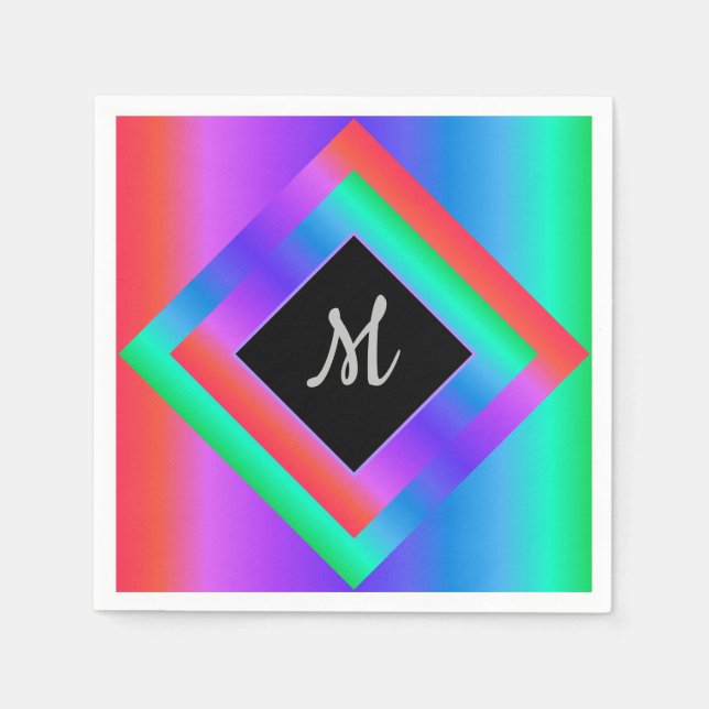 Monogrammad Bright Pastel Rainbow Pappersservett (Framsidan)