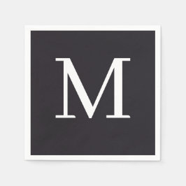 Monogrammad Bröllop Napkin Black & White Design Pappersservett