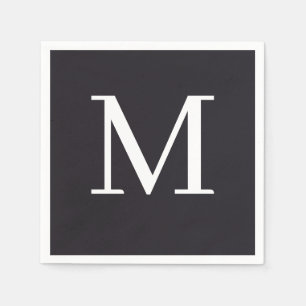 Monogrammad Bröllop Napkin Black & White Design Pappersservett