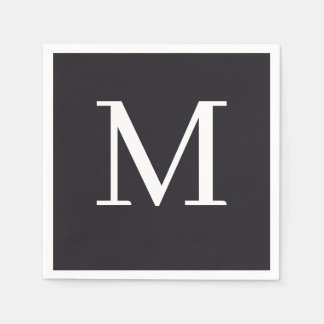 Monogrammad Bröllop Napkin Black & White Design Pappersservett