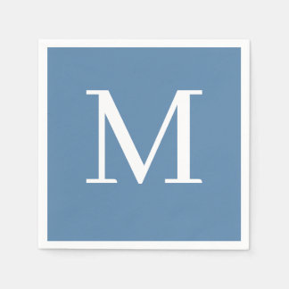 Monogrammad Bröllop Napkin Dusty Blue Design Pappersservett