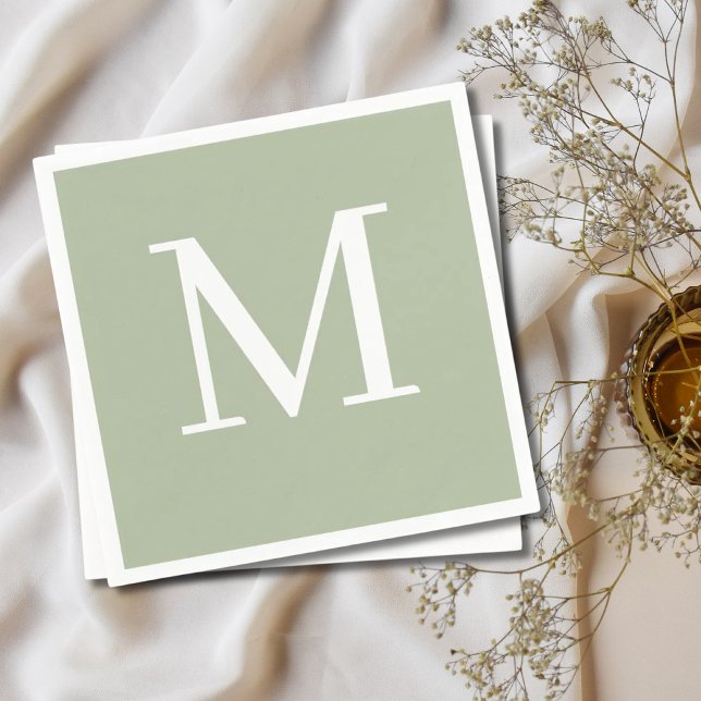 Monogrammad Bröllop Napkin Sage Design Pappersservett (Monogrammed Wedding Napkin Sage Design
)