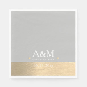 Monogrammad Bröllop Speciell Date Faux Guld Chic Pappersservett