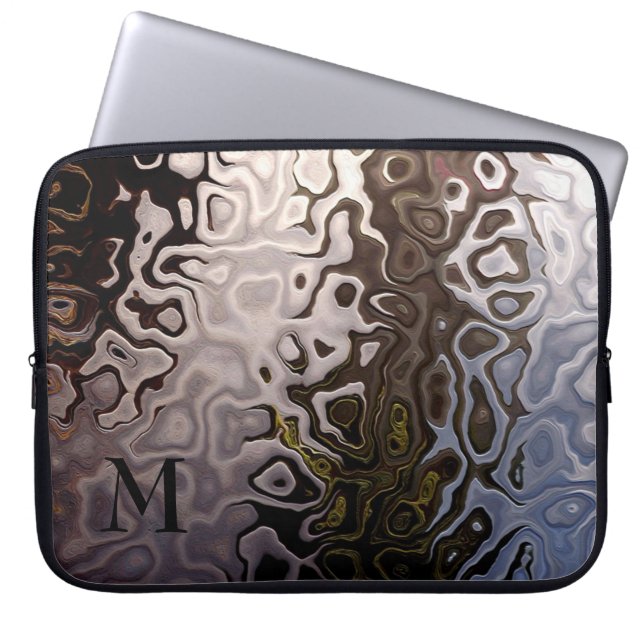 Monogrammad Brown Grått Shimmering Snakeskin Effec Laptop Sleeve (Framsidan)