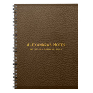 Monogrammad Brown Leather Ruff struktur utseende Anteckningsbok Med Spiral