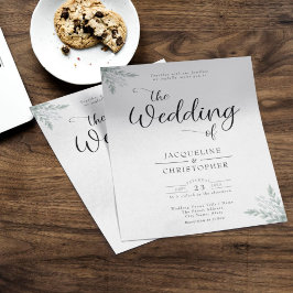 Monogrammad Budget Eucalyptus bröllopsinbjudan Flygblad