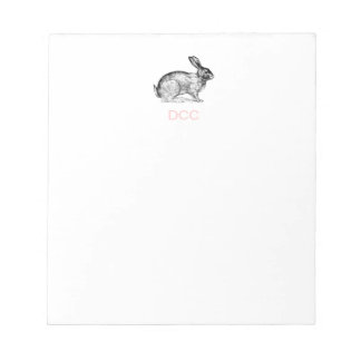 Monogrammad Bunny Rabbit Note Pad Anteckningsblock
