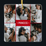 Monogrammad Cat Photo Collage Julgransprydnad Keramik<br><div class="desc">Den här fantastiska prydnaden med sex foton av din favoritmedlem i håriget är perfekt att hänga på träd. Den här mallen skapades med kattfoton men kan lätt vara vilken typ av djur som helst - hund, häst, bunny, gerbil, mus, orm. Det är lätt att göra den här julprydnaden till din...</div>