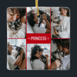 Monogrammad Cat Photo Collage Julgransprydnad Keramik<br><div class="desc">Den här fantastiska prydnaden med sex foton av din favoritmedlem i håriget är perfekt att hänga på träd. Den här mallen skapades med kattfoton men kan lätt vara vilken typ av djur som helst - hund, häst, bunny, gerbil, mus, orm. Det är lätt att göra den här julprydnaden till din...</div>