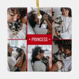 Monogrammad Cat Photo Collage Julgransprydnad Keramik