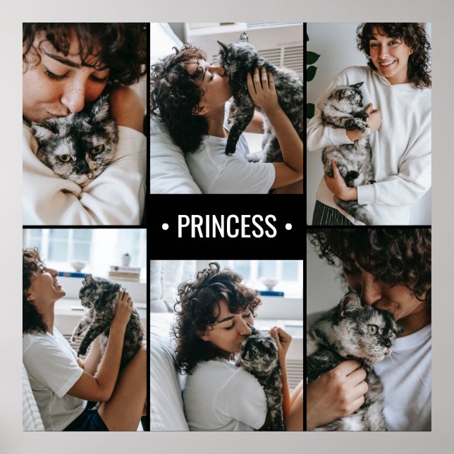 Monogrammad Cat Photo Collage Poster (Framsidan)