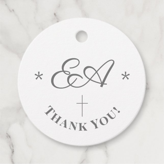 Monogrammad Catholik Bröllop Gåvor Etiketter (Framsida)