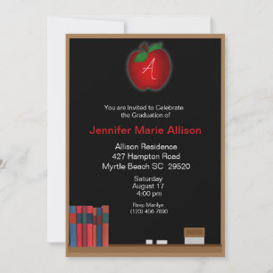 Monogrammad Chalkboard Teacher Studenten Inbjudan