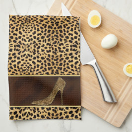 Monogrammad Cheetah Animal Print Kökshandduk