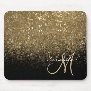 Monogrammad chic Guld Glitter & Black Musmatta