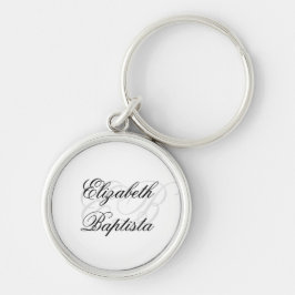 Monogrammad chic Luxury Minimalist Snyggt Rund Silverfärgad Nyckelring