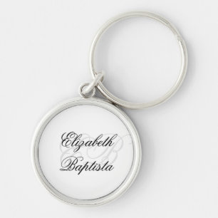 Monogrammad chic Luxury Minimalist Snyggt Rund Silverfärgad Nyckelring