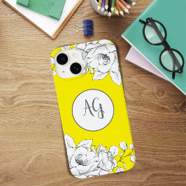 Monogrammad Chic Modern Gult White Blommigt
