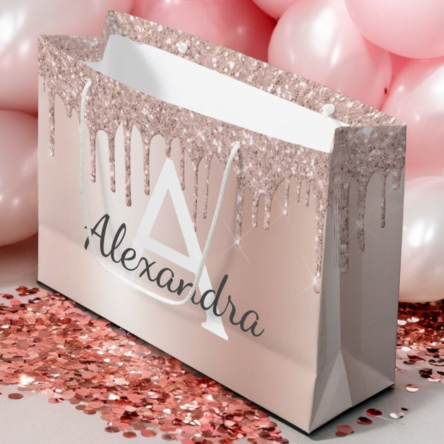 Monogrammad Chic  Rosa ros Guld Glitter (Skapare uppladdad)