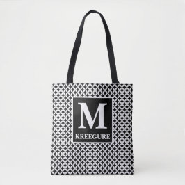 Monogrammad Classic Serif BW Diamond-punkt Tygkasse