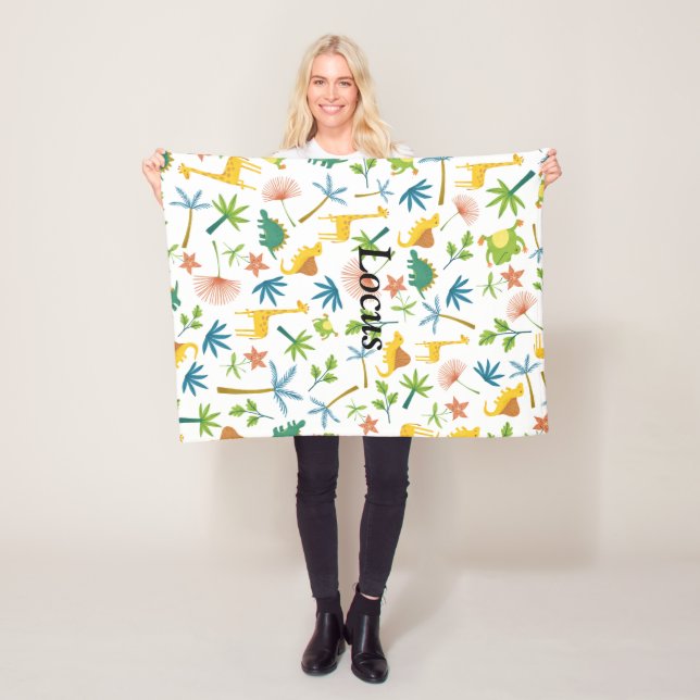 Monogrammad Colorful safari mönster för pojke Fleecefilt (På plats)