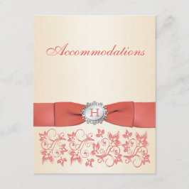 Monogrammad Coral, Champagne-Blommigt Tilläggskort