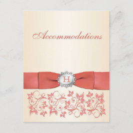 Monogrammad Coral, Champagne-Blommigt Tilläggskort