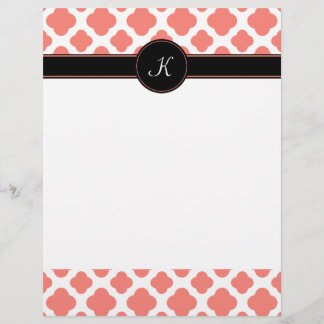 Monogrammad Coral Rosa Quatrefoil Mönster