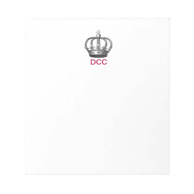 Monogrammad Corona Note Pad Anteckningsblock (Framsida)