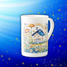 Monogrammad Cottagecore Home med svampar | Benporslin Mugg