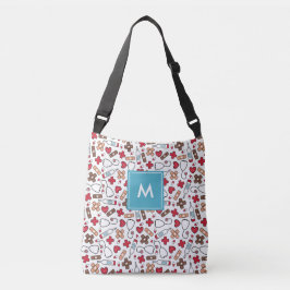 Monogrammad Cute Medical Mönster Nurse Axelväska